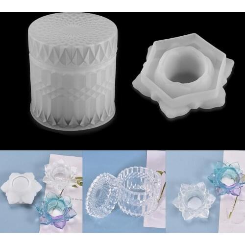 Flower Shape Storage Box Silicone Resin Mold Round Storage Tank Mould for DIY Resin UV Crystal Epoxy Crafts Home Decoration