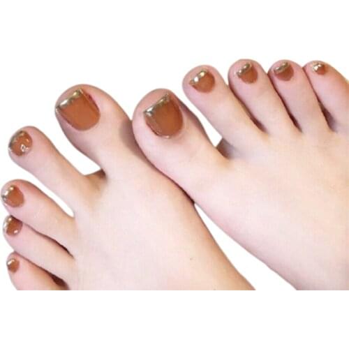 Nail Beauty with Pumpkin Gold Line Elegant Fashion Detachable Glue Style for Decor Toenail in Daily Life SANA889