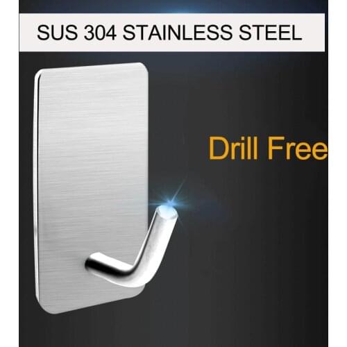 1 PCS 3M Stainless Steel Selfahesive Hanger Hook for Towel Clothes Bag Robe Hook Wall Hook Storage Bathroom Accessories