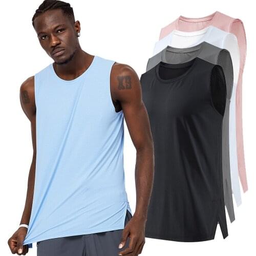 Summer Men T-Shirt Running Vest Quick Dry Soccer Basketball Vest Fitness Gym Leisure Sports Vest Nylon Breathable Tank Top Men