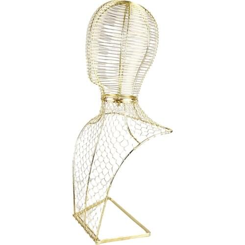 Modern Wire Design Metal Hat and Cap Rack Display Racks, Dresser Top Decorative Wig Holders Gold Hat Headset Display Stand Rack