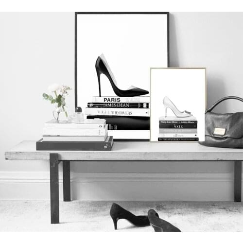 Fashion Art Book Women High Heels Nordic Posters and Prints Modern Wall Art Canvas Painting Vogue Pictures for Living Room Decor