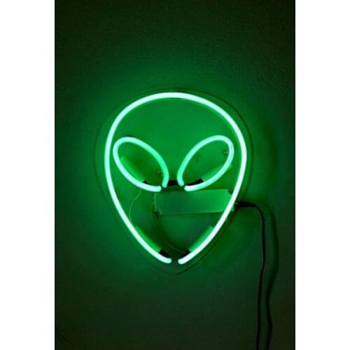 14“ Alien Green Acrylic Custom Neon Light Lamp Sign Beer Bar Handmade Real Glass Decorate Home Wall Room Windows Tube Artwork