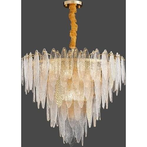 New post-modern feather glass light luxury chandelier lamp Nordic creative hotel villa living room bedroom dining room LED light