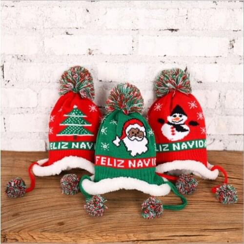 New knitted wool Christmas hat for children