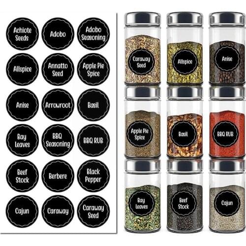 New 144pcs Spice Label Reusable Jam Jars Storage Bottle Label Food Stickers Stickers Blackboard Stickers Kitchen Chalk Cont K7E7