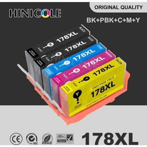 HINICOLE 5 Color Full Ink Cartridges for HP178 for HP 178 XL 178XL Photosmart D5460 D5400 C6380 C5383 C5380 C6383 C309a Printer