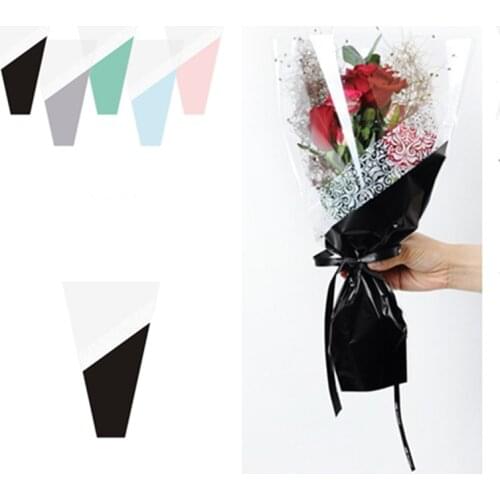 50pcs Transparent Mini Bouquet Bag Single Rose Bag Flower Wrapping Bags Florist Supplies