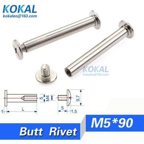 [DJ-M5*90]Free Shipping 20pcs 5*90 long size long length belt fasteners Screws Nail Rivet for Album accout book