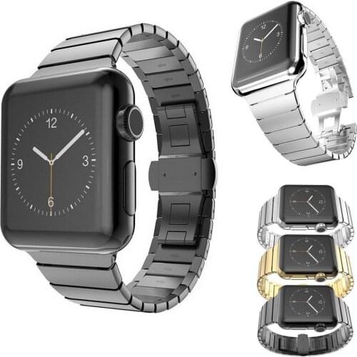 Stainless Steel Strap For Apple Watch Band Butterfly Buckle Metal Strap For Apple Watch 40mm 44mm Band 38mm 42mm Series 1 2 3 4