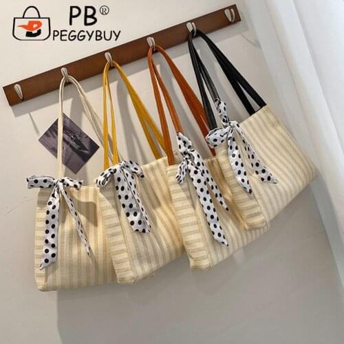 Retro Woven Silk Scarf Large Shoulder Tote Bag Casual Women Summer Beach Summer Women Bags Girls Small Beach Handbag