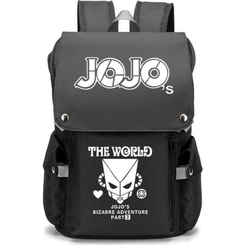JO JO Adventure USB Port Book Bag Backpack Zipper Rucksack Anime Student School Computer Bag Travel Mochila