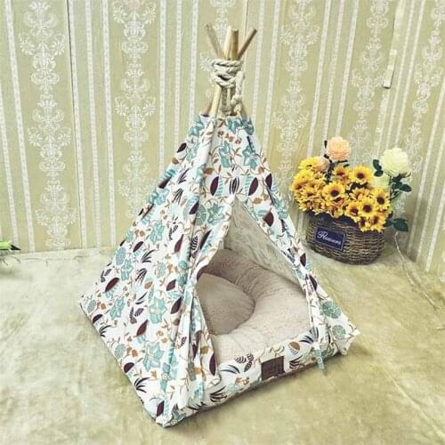 Pet tent cat kennel removable and washable canvas printing dog tent pet kennel pet mats dog house cat house dog cage pet supplie