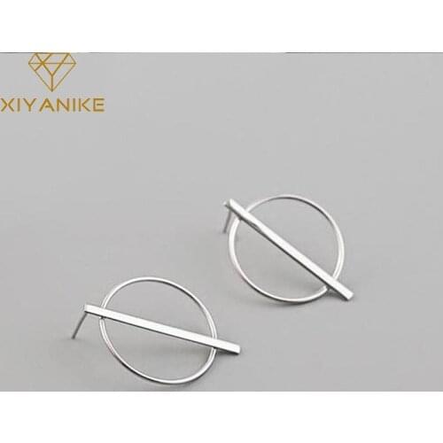 XIYANIKE 925 Sterling Silver Prevent Allergy Handmade Stud Earrings for Women Wedding Couple Creative Geometric Jewelry Gifts