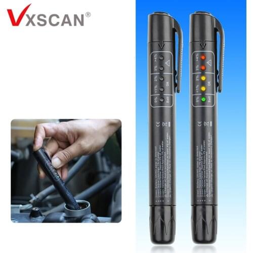 VXSCAN Brake Fluid Tester Pen Car Oil Fluid Diagnostic Tool 5 LED Display Automotive Testing (No Battery)