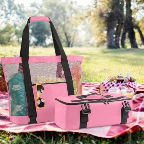 2-in-1 Outdoor Portable Beach Bag Detachable Zipper Insulation Bag Picnic Food Juice Ice Food Thermal Bag Storage Bag