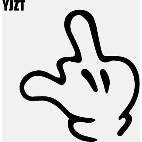 YJZT 12.2CM*13.3CM Interesting Middle Finger Car Sticker Vinyl Decal Black/Silver C3-1895