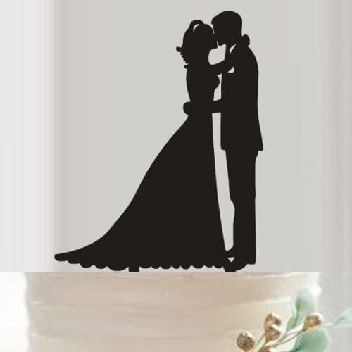100pcs/lot Creative kissing bride and groom design wedding cake inserted card Wedding Cake Topper Party Cake Decorations