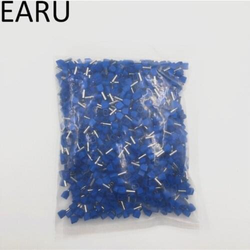 1000PCS E Tube TE1008 Type Double Pipe Insulated Twin Cord Cold-press Terminal Block Connector Needle End Multicolor 2X1.0 mm2