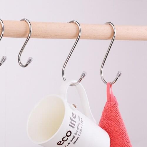 4pcs/lot StainlessSteel Hooks Metal Hanger S Hook Small Size Multi-function S Bag Hook