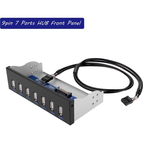 5.25 inch CD-ROM Drive Bay Front Panel 9pin/19pin 7 Port USB 2.0/3.0 Hub Floppy Bay Drive Panel Expansion Adapter Connector