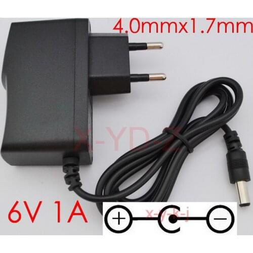 50PCS High quality AC/DC 6V 1A Switching Power Supply adapter Reverse Polarity Negative Inside EU plug 4.0mm x 1.7mm