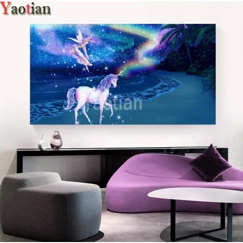 5D DIY Diamond Painting Fantasy Rainbow Star Unicorn Fairy Full Square Drill Rhinestone Diamant Embroidery animal Mosaic Kits