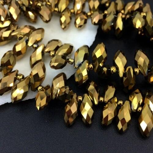 Wholesale 90pcs gold glass crystal 6*12mm horizontal hole waterdrop jewelry teardrop spacers faceted beads accessories B2873