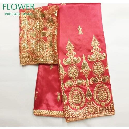 African Nigreian George Lace Fabric With Net Lace For BLouse Indian Sequined Embroidered George Lace Wedding Dresses Material