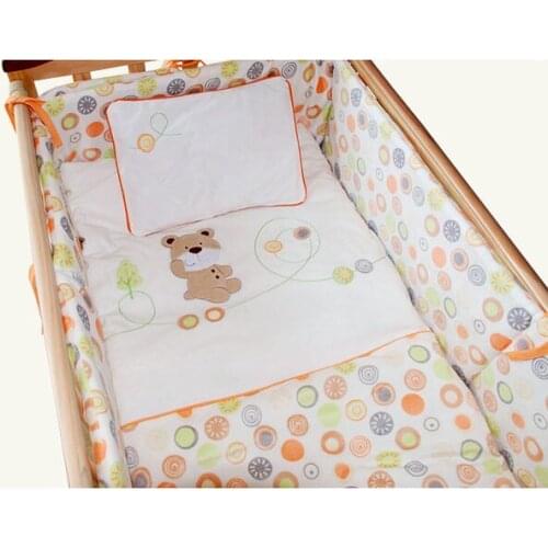 Promotion! Velvet Pattern kit berço Baby Bedding Set Comfortable Bedding for Kids 100% Cotton Quilt ,(bumper+sheet+pillow+duvet)