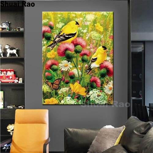 Diy 5d diamond painting animal bird diamond embroidery mosaic needlework full square/round drill abstract Dandelion flower