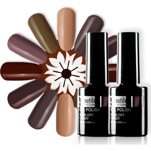 Beautilux Nail Gel Polish Brown Coffee Chocolate Color Collection Salon Nails Art Gels Varnish UV LED Winter Nail Lacquer 10ml