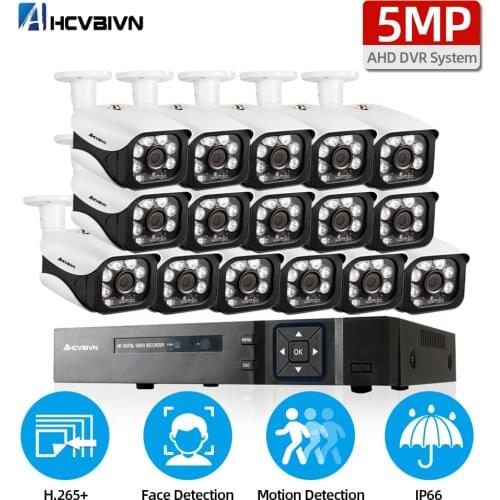 CCTV Camera Security System 16CH DVR NVR Video Surveillance System 5MP AHD Outdoor Weatherproof CCTV Camera System Night Vision