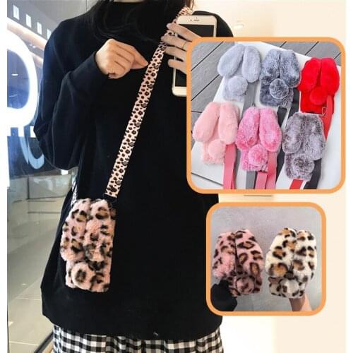 Rabbit Fur Case for Xiaomi Poco X3 NFC M3 M2 X2 F2 Pro K40 Xiaomi Mi 11 Phone Cover with Neck Lanyard Strap