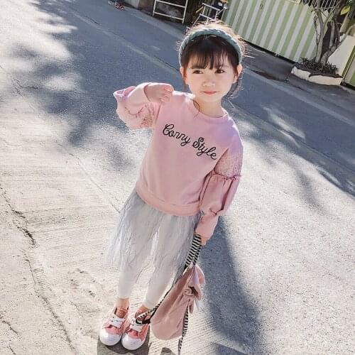 2019 Baby Girl Fashion Long Sleeved Lace Mesh Shirts Jackets,Kids Girls Spring Autumn Tops Sweatshirt Children Dress Clothes