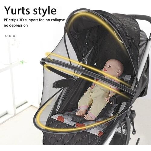 Baby Mosquito Net For Strollers Carriers Car Seats Foldable Two-way Zippered Mesh Mosquito Net Outgoing Stroller Accessories New