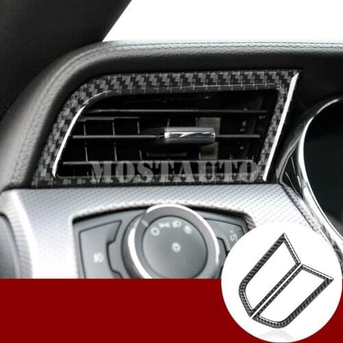 For Ford Mustang Carbon Fiber Dashboard Side Air Outlet Cover 2015-2019 2pcs Car Accessories Interior Car Decor Car Trim