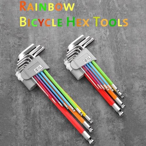 Bicycle Repair Tool Allen Key Hexagon Hex Wrench Screwdriver Set Metric British 9PCS L Type Double End Ball Head Spanner