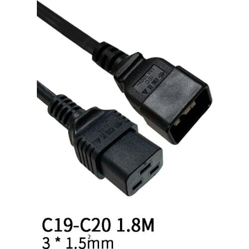 1.8M 3*1.5mm C19-C20 IEC320 C20 Male Plug To C19 Female Socket Power Extension Cable Cord Power Adapter Wire 16A/250V