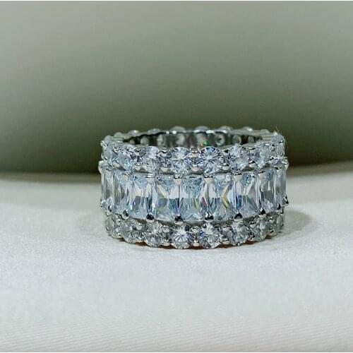 925 Sterling Silver Sapphire Aquamarine Ruby Pink Rose King Emerald Gemstone Ring Women Anniversary Party Fine Jewelry Wholesale