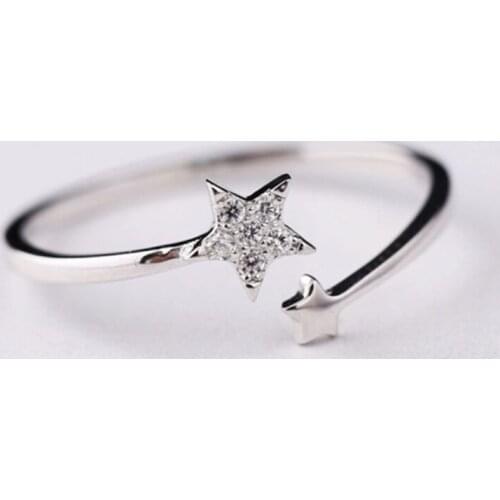 Literary Star 925 Sterling Silver Temperament Personality Fresh Elegant Wild Fashion Female Resizable Opening Rings SRI090
