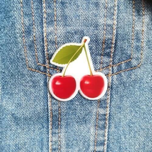 Beautiful Fruit Acrylic Pins For Backpacks Cute Cherry Badges Backpcaks Accessories Jewelry Gifts