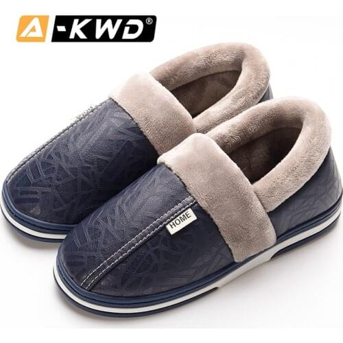 Fashion Man Shoe House Shoes Men Warm Shoes Home Osasuna Pu Leather Man Slippers Waterproof Indoor Slippers Mens Winter Footwear