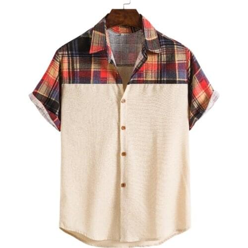 Mens Summer Short Sleeve Shirts Beach Hawaiian Shirt Men Hipster Plaid Shirt Men Holiday Party Vacation Clothing Camisa Hombre