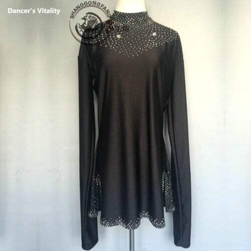 Man Ballroom Dress Special boys Latin Tango Rumba Cha-Cha Professional Long sleeves Diamonds Samba Dance Costume 120-180cm