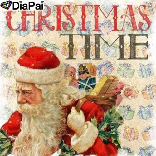 DiaPai 5D DIY Diamond Painting 100% Full Square/Round Drill "Text Santa Claus" Diamond Embroidery Cross Stitch 3D Decor A24112