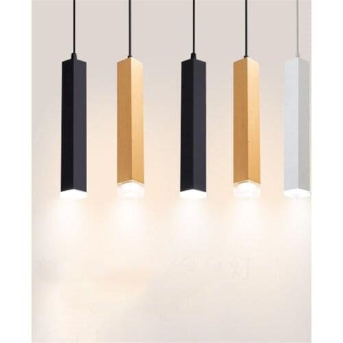 New Long Square Pendant Lamp Aluminum Acrylic Kitchen Island Long Tube Hanging Light Dining Room Shop Bar Cylinder Pipe Lights