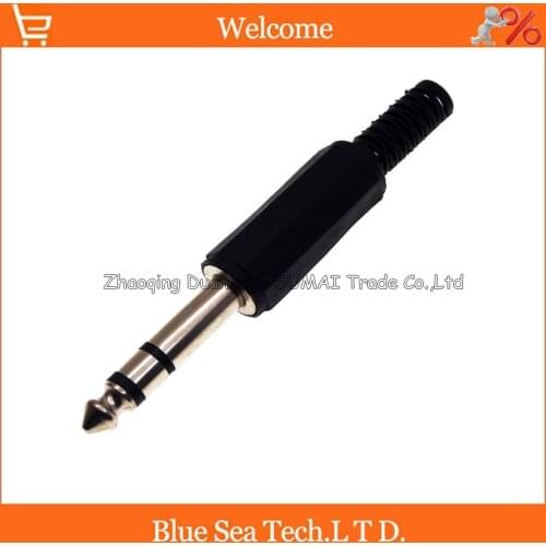 6.5 New good double audio plug 1/4" 6.35mm male Plug/Jack Audio Adaptor,double power amplifier plug / microphone plug