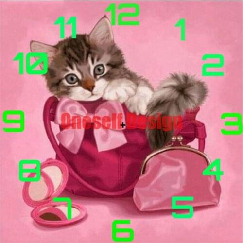 New 5d diamond painting clock animal cat diamond embroidery clock rhinestone pictures decoration home diamond art kit diy frame
