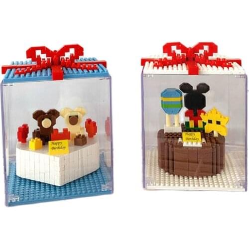 New cartoon design micro Building Blocks DIY Bear action toy set cake model building bricks gifts for Children